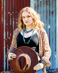 Triple Strand Natural Turquoise & Copper Collar Necklace 250n