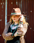 Triple Strand Natural Turquoise & Copper Collar Necklace 250n