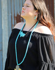 **Blue Turquoise Melon Bead Earrings 220z