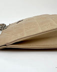 CHANEL Bag Lucky Symbols Pochette Quilted Beige Lambskin Shoulder Wristlet Preowned