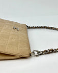 CHANEL Bag Lucky Symbols Pochette Quilted Beige Lambskin Shoulder Wristlet Preowned