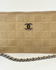 CHANEL Bag Lucky Symbols Pochette Quilted Beige Lambskin Shoulder Wristlet Preowned