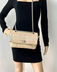 Chanel 2.55 Reissue 225 Single Flap Pink Multicolor Cotton Tweed Shoulder Bag