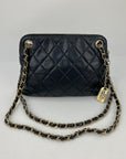 CHANEL Bag Quilted Lambskin Leather Chain Vintage Black Mini Shoulder Bag Preowned