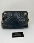 CHANEL Bag Quilted Lambskin Leather Chain Vintage Black Mini Shoulder Bag Preowned