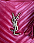 YVES SAINT LAURENT Matelasse Calfskin Lou Camera Red Crossbody Bag