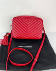 YVES SAINT LAURENT Matelasse Calfskin Lou Camera Red Crossbody Bag