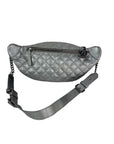 Chanel Metallic Dark Silver Calfskin Quilted Banane Fanny Pack Waist Bag