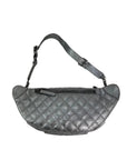 Chanel Metallic Dark Silver Calfskin Quilted Banane Fanny Pack Waist Bag
