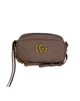 Gucci GG Marmont Small Chain Beige Matelasse Leather Crossbody Bag