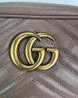 Gucci GG Marmont Small Chain Beige Matelasse Leather Crossbody Bag