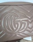 Gucci GG Marmont Small Chain Beige Matelasse Leather Crossbody Bag