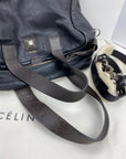 Celine Black Leather Handle Bag Vintage Briefcase messenger Bag