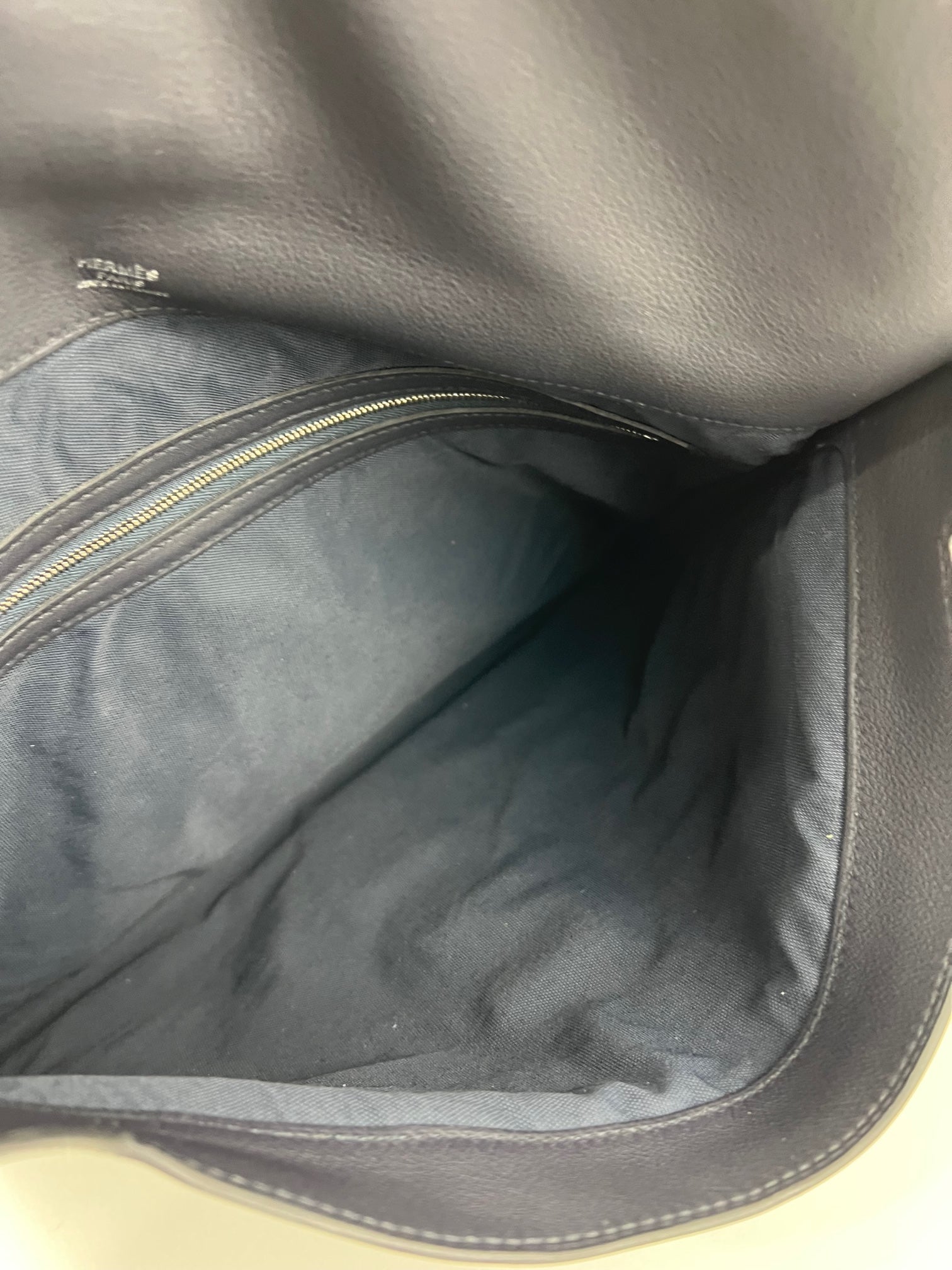 HERMÈS Messenger Cityslide Pouch Evercolor Leather Indigo Blue Clutch
