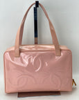 Chanel Triple CC Logo Medium Pink Patent Leather Tote Shoulder Bag Pre owned