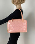 Chanel Triple CC Logo Medium Pink Patent Leather Tote Shoulder Bag Pre owned