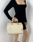 LOUIS VUITTON Speedy Bandouliere 30 Damier Azur Shoulder Hand Bag Added Insert Preowned