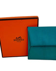 HERMÈS Chvre Mysore Bastia Verso Teal Blue Coin Purse