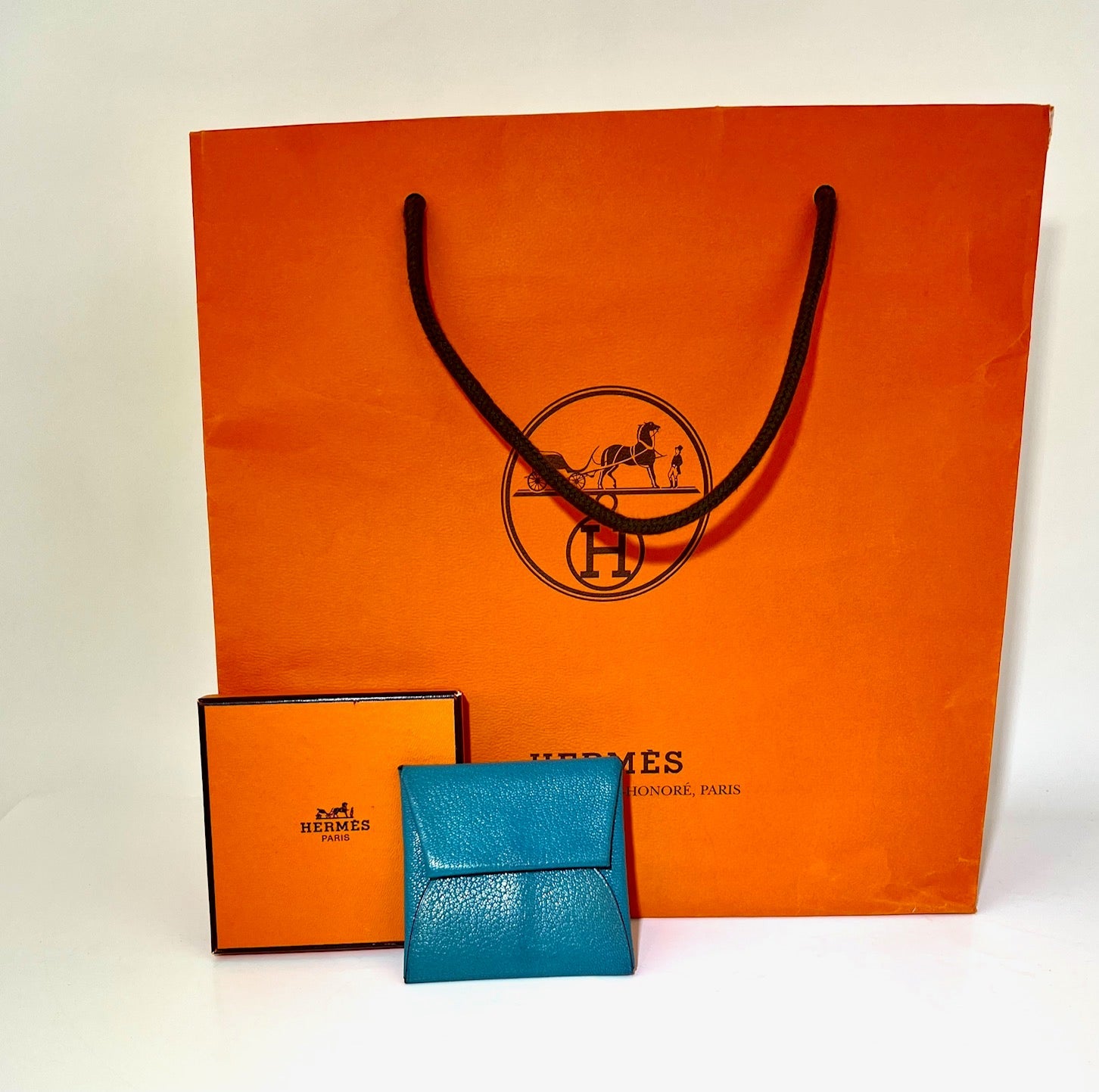 HERMÈS Chvre Mysore Bastia Verso Teal Blue Coin Purse