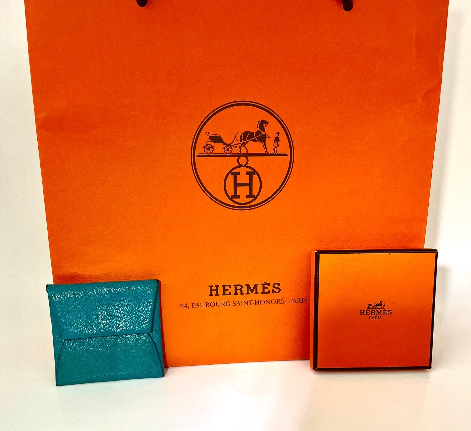 HERMÈS Chvre Mysore Bastia Verso Teal Blue Coin Purse