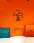 HERMÈS Chvre Mysore Bastia Verso Teal Blue Coin Purse