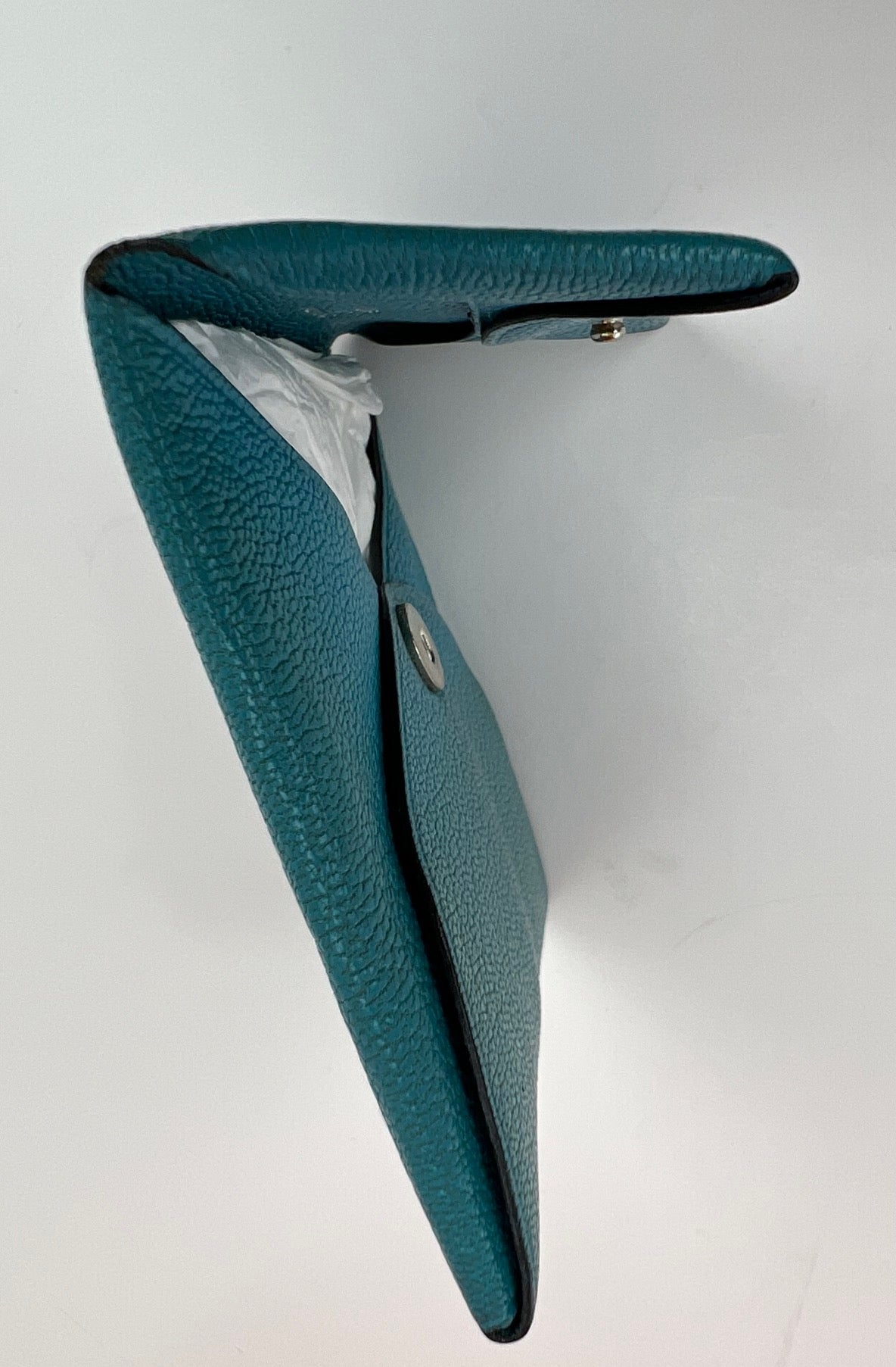 HERMÈS Chvre Mysore Bastia Verso Teal Blue Coin Purse