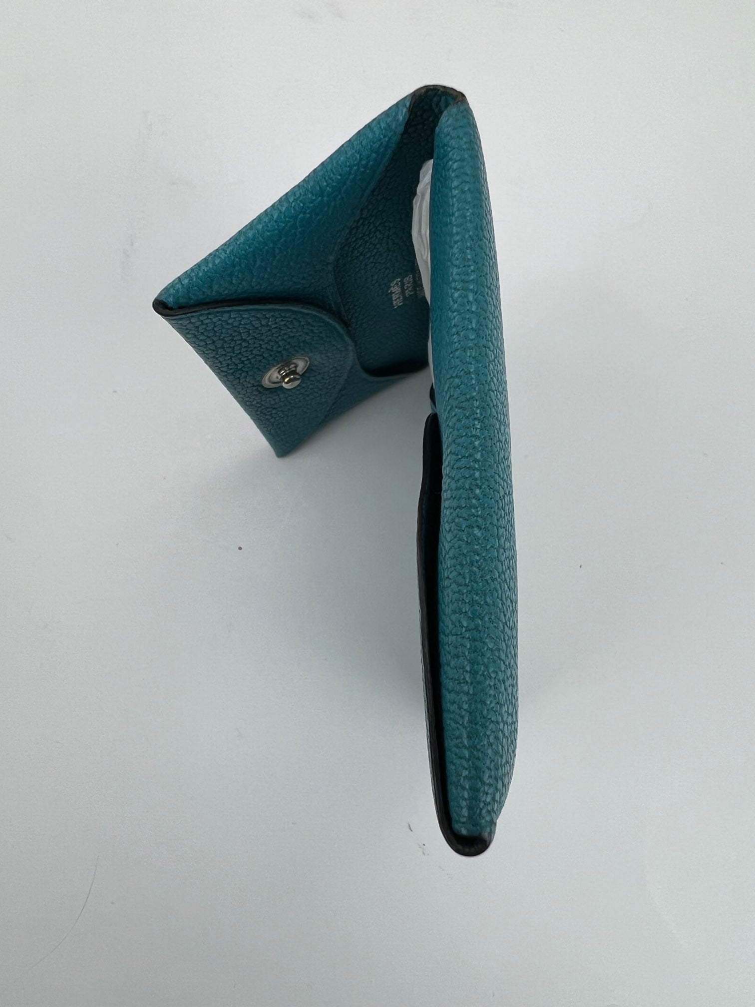 HERMÈS Chvre Mysore Bastia Verso Teal Blue Coin Purse