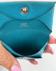 HERMÈS Chvre Mysore Bastia Verso Teal Blue Coin Purse