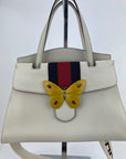 GUCCI Linea Medium Totem Web Stripped Yellow Butterfly Top Handle Bag Preowned