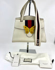 GUCCI Linea Medium Totem Web Stripped Yellow Butterfly Top Handle Bag Preowned