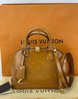 LOUIS VUITTON Vernis Alma BB Rose Velours M91585 Hand Shoulder Bag Pre owned