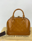 LOUIS VUITTON Vernis Alma BB Rose Velours M91585 Hand Shoulder Bag Pre owned