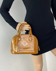 LOUIS VUITTON Vernis Alma BB Rose Velours M91585 Hand Shoulder Bag Pre owned