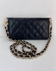 Chanel Caviar Quilted Large Gusset  Zip Around Black Wallet
