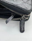 Chanel Perforated Silver Metallic Lambskin Quilted Zip Around Wallet Clutch