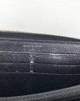 Chanel Perforated Silver Metallic Lambskin Quilted Zip Around Wallet Clutch