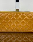 Chanel Quilted Yellow Patent Leather Brilliant Zip Around Wallet Clutch