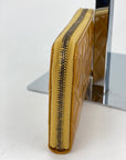 Chanel Quilted Yellow Patent Leather Brilliant Zip Around Wallet Clutch