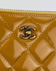 Chanel Quilted Yellow Patent Leather Brilliant Zip Around Wallet Clutch