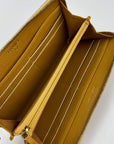 Chanel Quilted Yellow Patent Leather Brilliant Zip Around Wallet Clutch