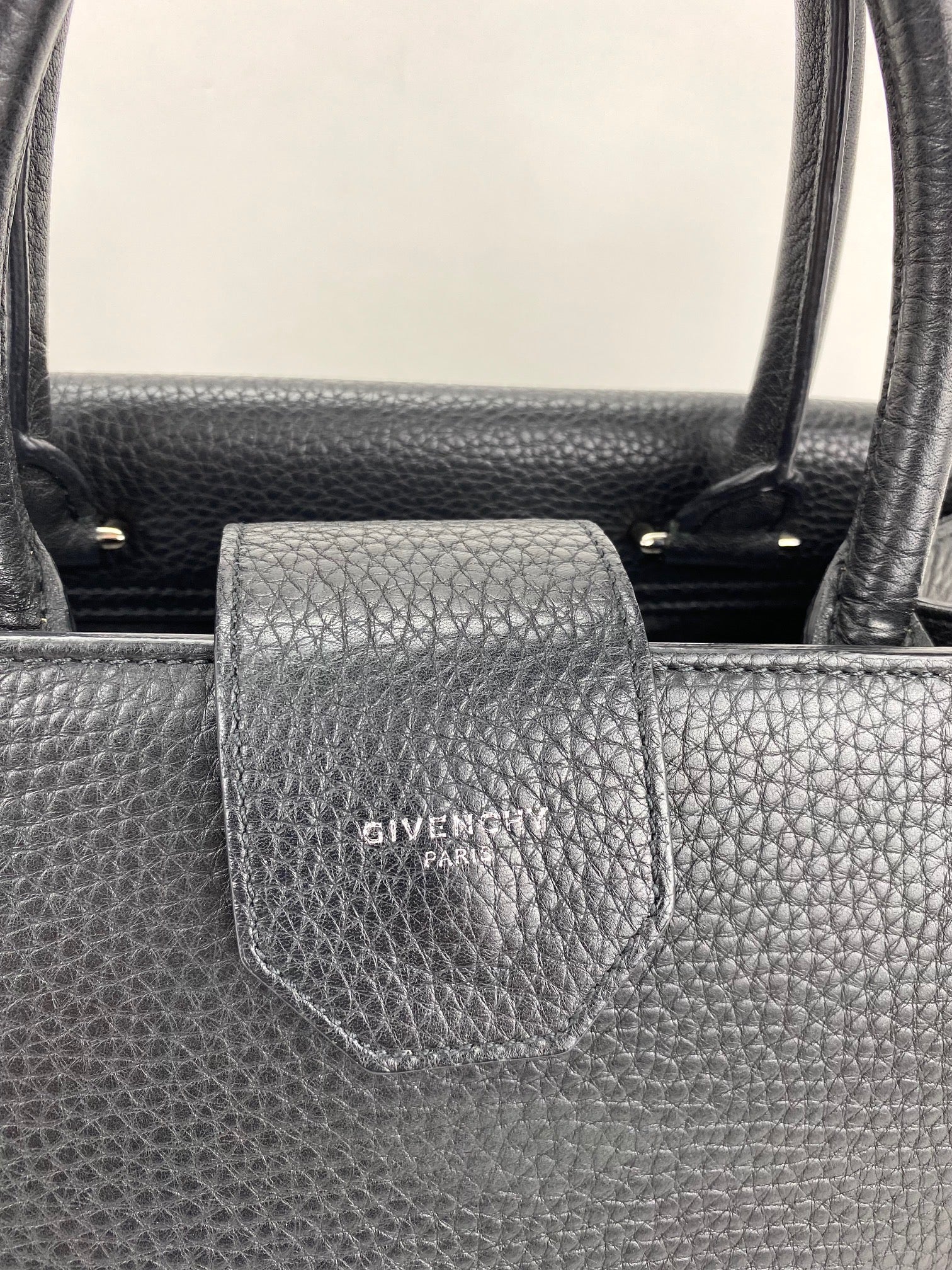 Givenchy Obsedia Medium Flap Black Pebbled Calfskin Satchel Hand Bag