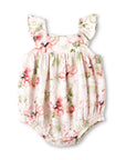 Blush Bouquet Baby Girl Floral Cotton Linen Sunsuit