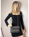Chanel Calfskin Quilted Enchained Black Flap Shoulder Bag