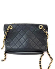 Chanel Calfskin Quilted Enchained Black Flap Shoulder Bag