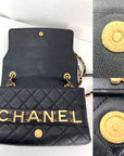 Chanel Calfskin Quilted Enchained Black Flap Shoulder Bag