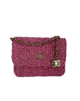 Chanel Tweed Quilted Mini Flap Pink Chain Waist Shoulder Bag