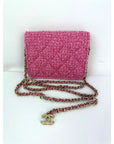 Chanel Tweed Quilted Mini Flap Pink Chain Waist Shoulder Bag