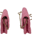 Chanel Tweed Quilted Mini Flap Pink Chain Waist Shoulder Bag