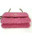 Chanel Tweed Quilted Mini Flap Pink Chain Waist Shoulder Bag