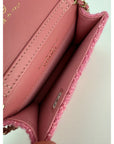 Chanel Tweed Quilted Mini Flap Pink Chain Waist Shoulder Bag